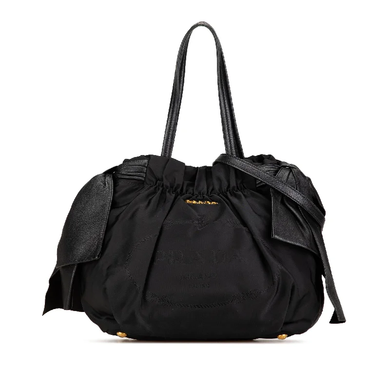 Black Prada Tessuto Logo Bow Satchel