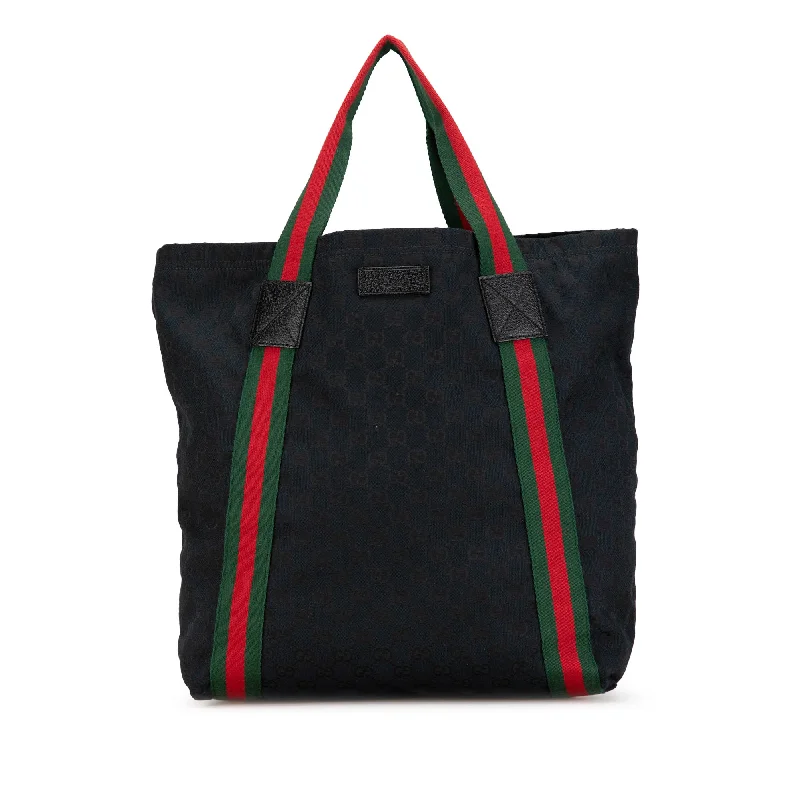 Black Gucci GG Canvas Web Tote