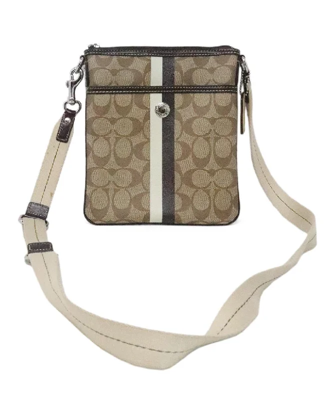 Coach Tan & Brown Logo Crossbody