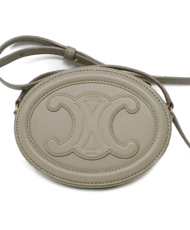 Celine Beige Small Triomphe Oval Crossbody