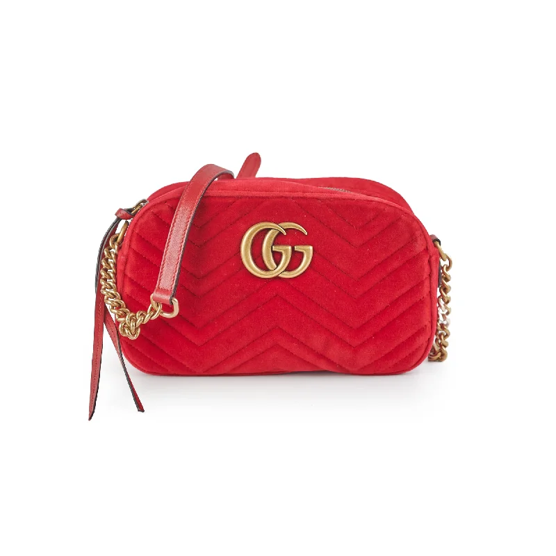 Gucci Small Marmont Velvet Red