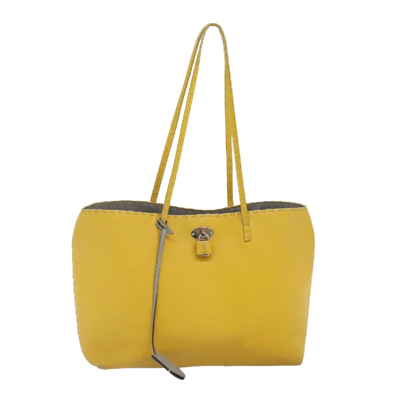 FENDI Celeria Tote Bag Leather Yellow Silver  yk15014