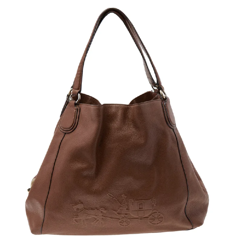 Brown Leather Edie Carriage Shoulder Bag