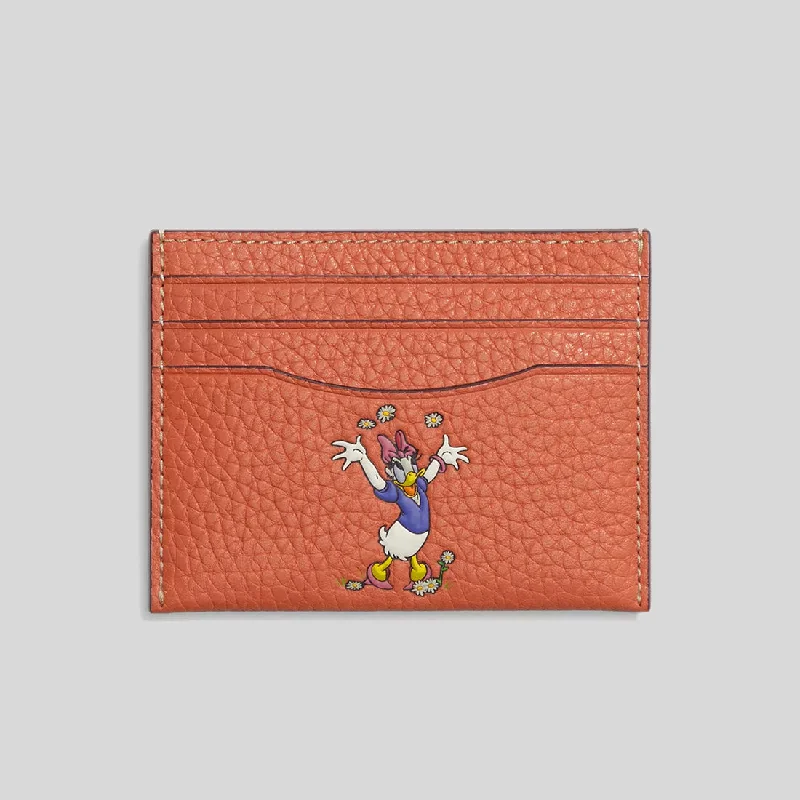 COACH Disney X Coach Card Case In Regenerative Leather Burnt Coral Multi CG971