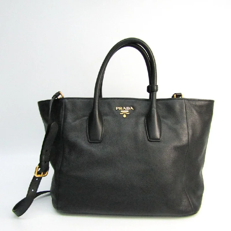 Prada Black Leather Tote Bag