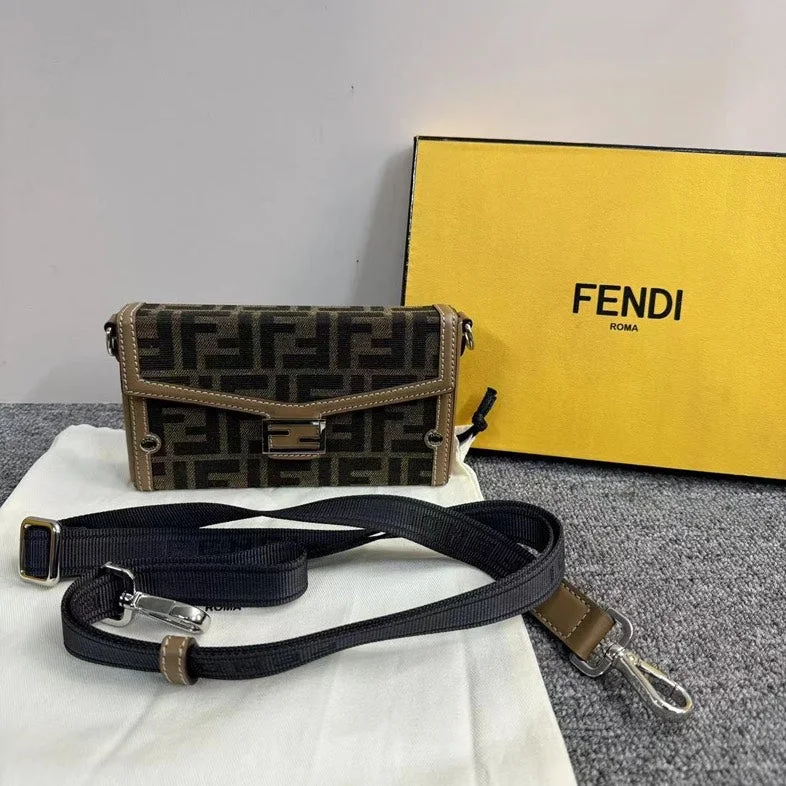 Fendi Brown Zucca Canvas Crossbody Bag Small