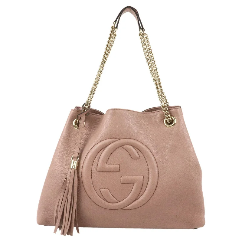 GUCCI SOHO Leather Chain Shoulder Bag Pink 308982