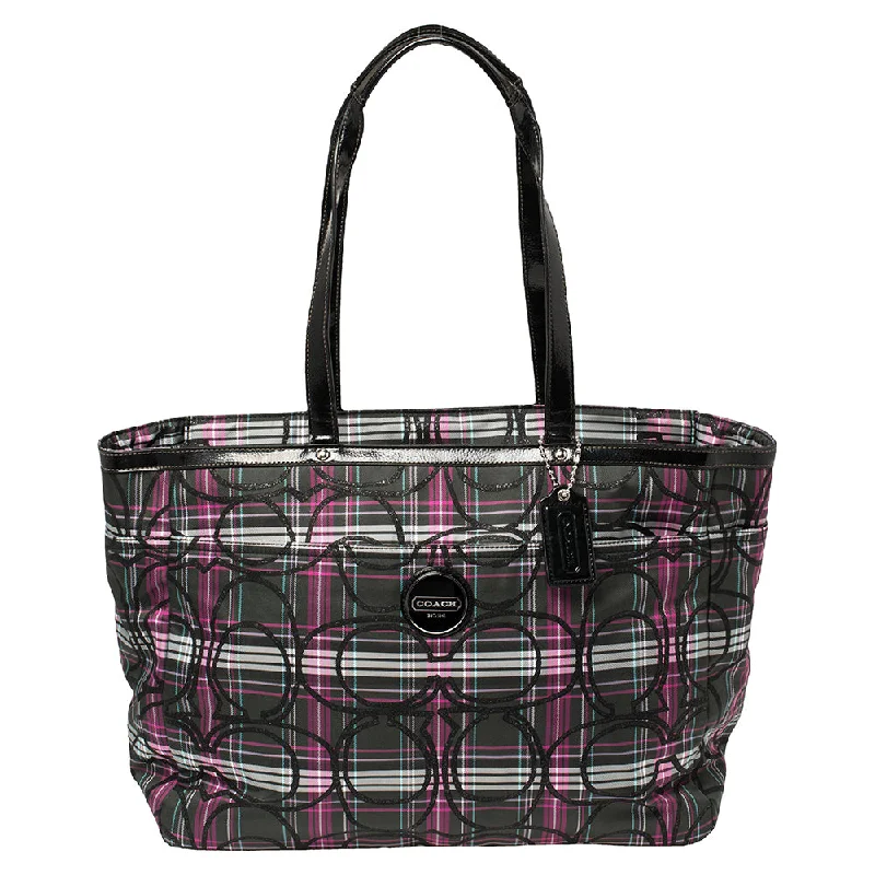 Multicolor Canvas and Patent Leather Diaper Bag