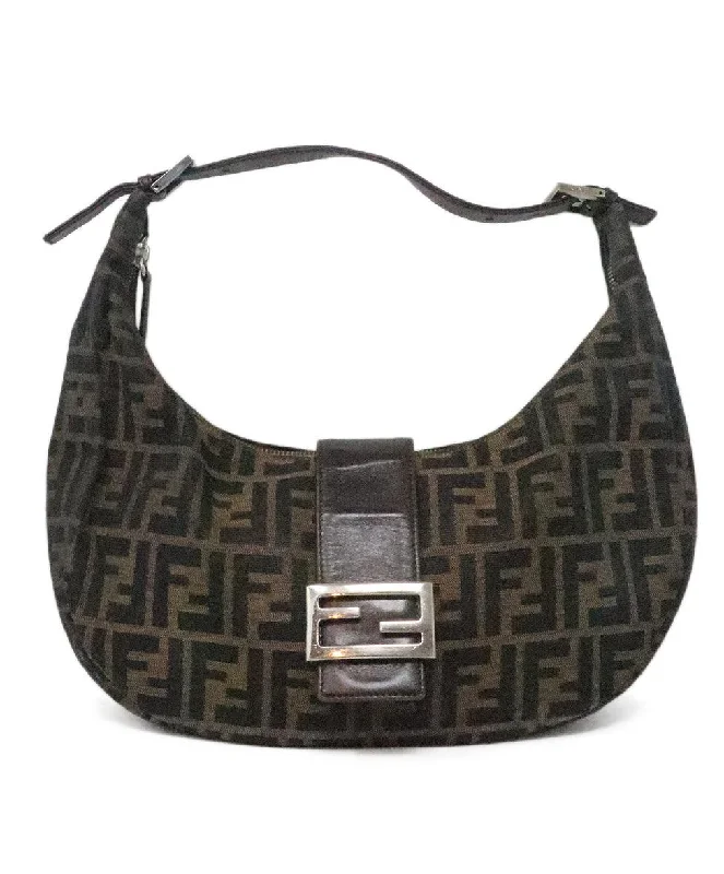 Fendi Brown & Black Monogram Croissant Shoulder Bag