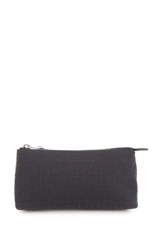 Fendi Black Zucca Zip Pouch