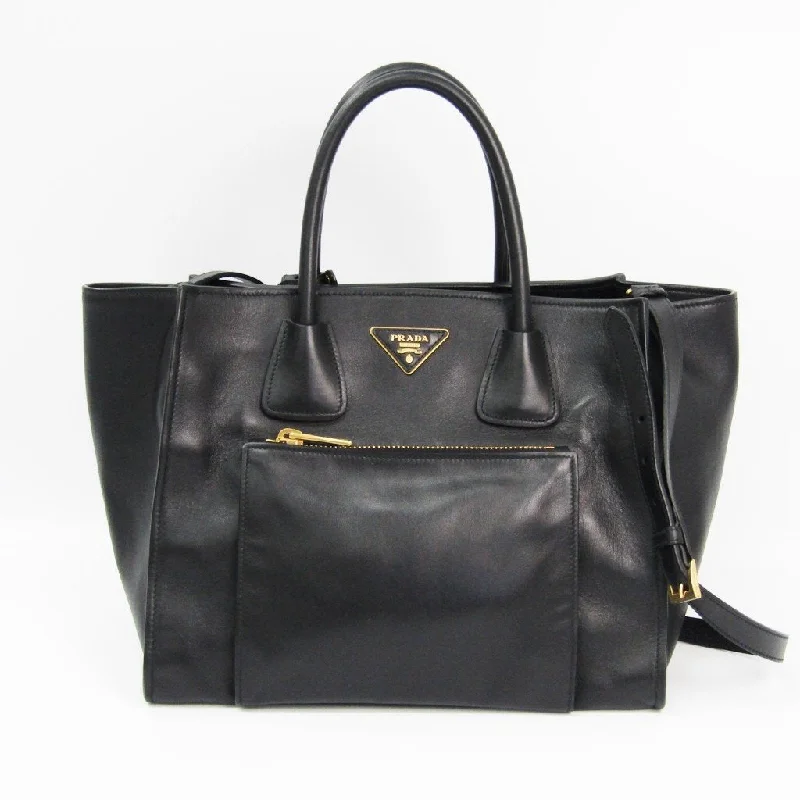 Prada Black Leather Two Way Tote (SHA14165)