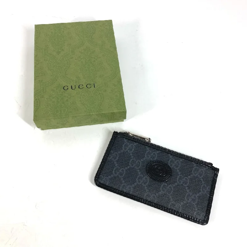 GUCCI Coin case 697717 PVC / Leather black GG Supreme Interlocking G Card Case mens Used