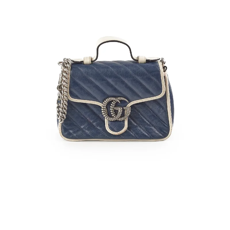 Gucci Marmont Top Handle Navy