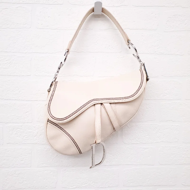 CHRISTIAN DIOR VINTAGE CREAM SADDLE BAG