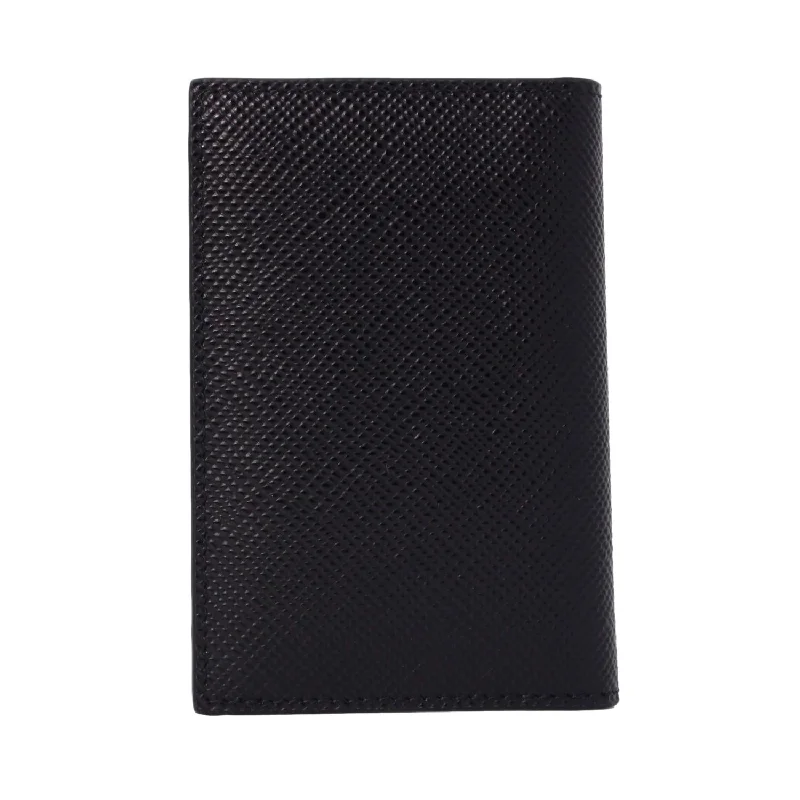 Prada Black Saffiano Leather Vertical Logo Card Holder 2MC101