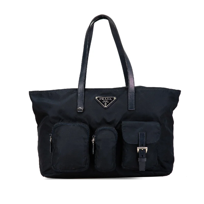 Blue Prada Tessuto Pockets Tote