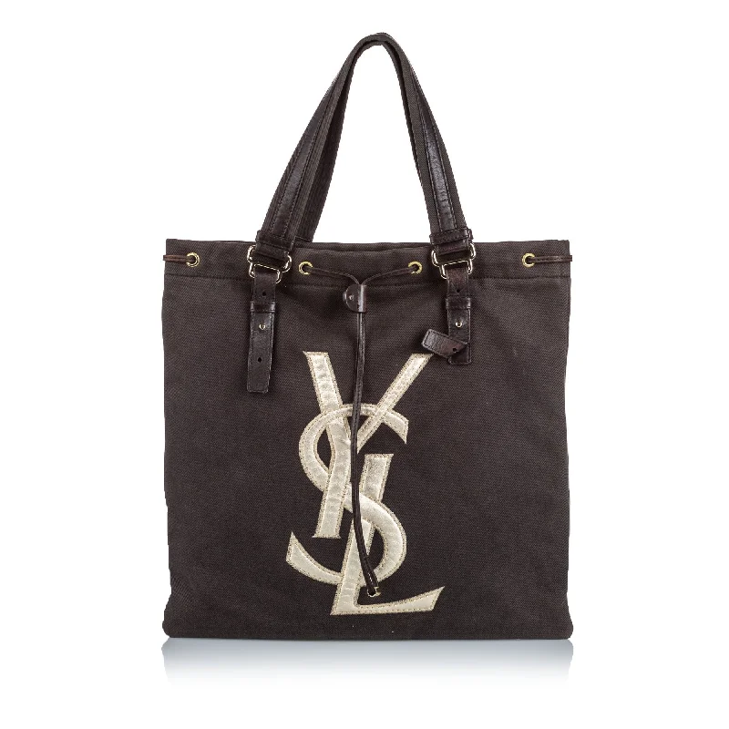 Pre-Loved YSL Brown Dark Canvas Fabric Kahala Tote Bag ITALY