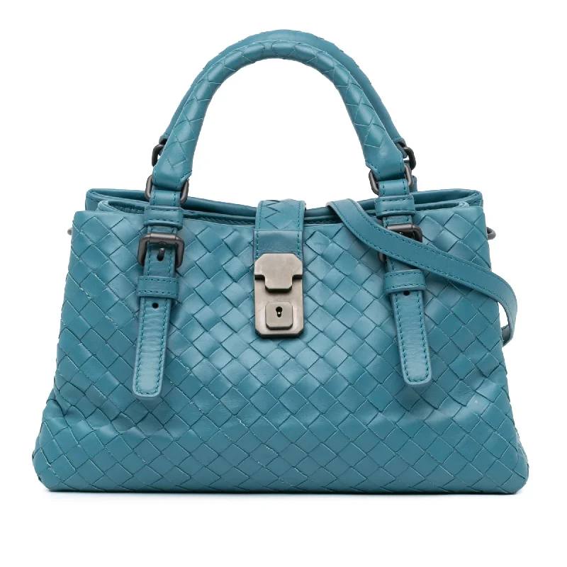 Blue Bottega Veneta Mini Intrecciato Roma Satchel