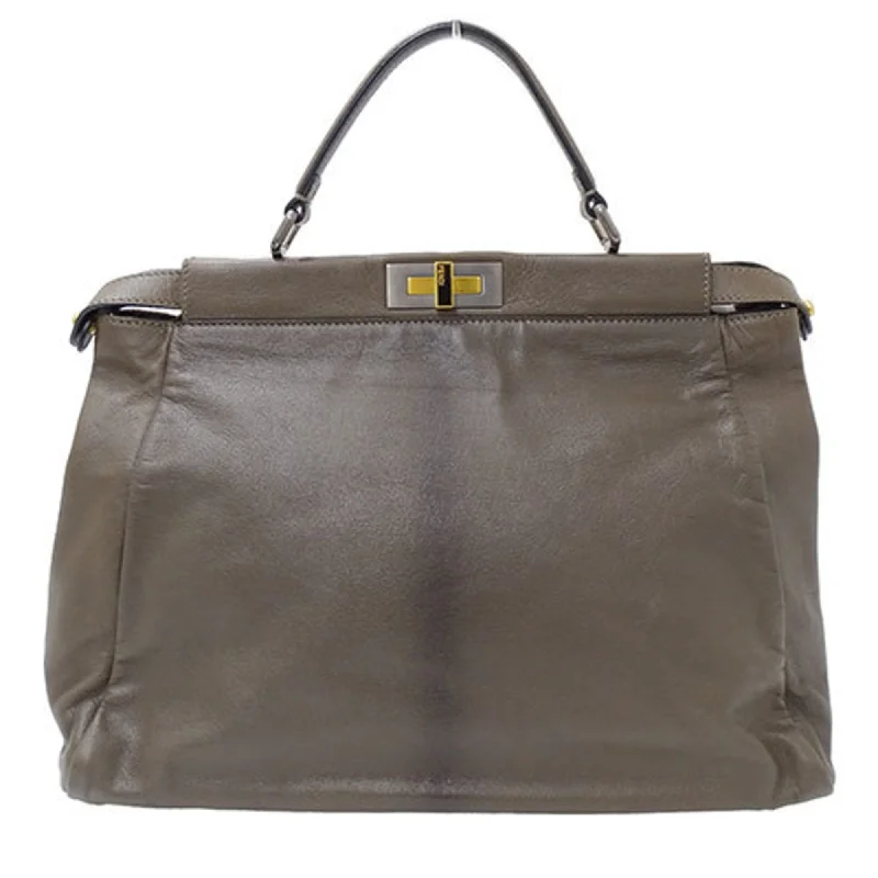 FENDI Bag Women's Handbag Shoulder 2way Leather Peekaboo Large Charcoal Brown 8BN210 Cool