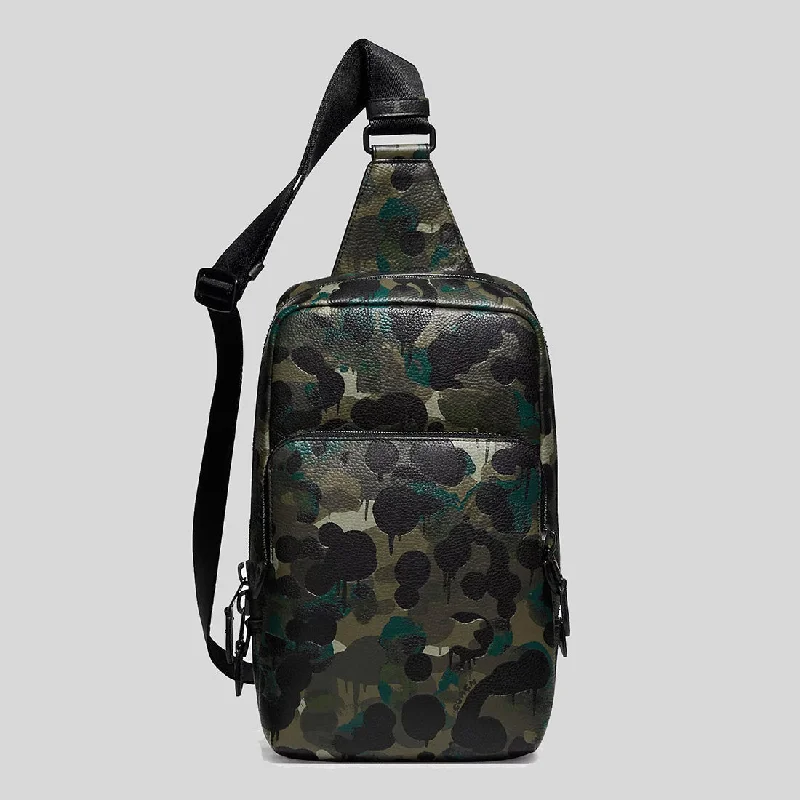 COACH Gotham Pack With Camo Print Matte Black/Green/Blue C5334