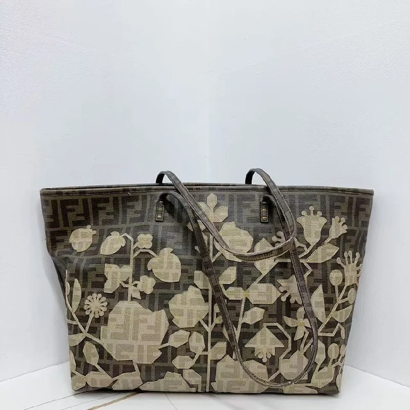 Fendi Brown Floral Zucca Canvas Tote Bag Large