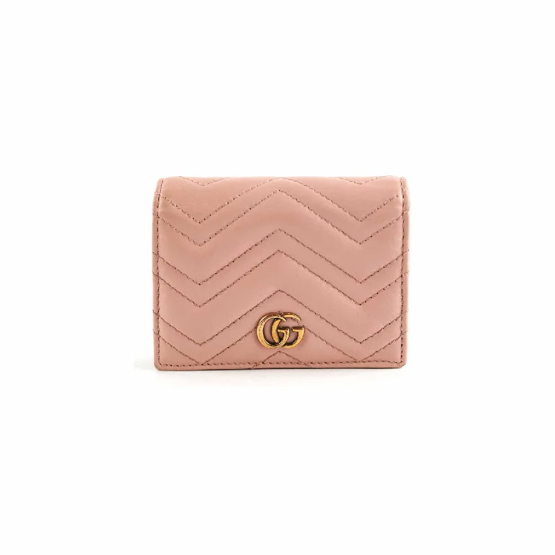 Gucci GG Marmont Card Case Wallet Dusty Pink