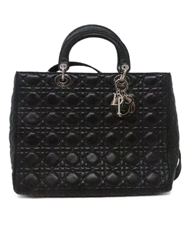 Christian Dior Large Black Leather Lady Dior Bag