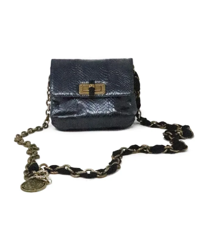 Lanvin Metallic Navy Snakeskin Crossbody