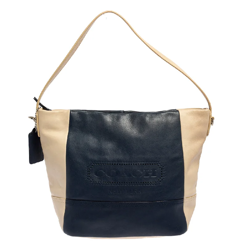 Navy Blue/Beige Leather Legacy Weekend Hobo