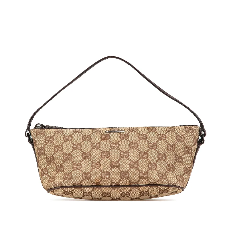 Brown Gucci GG Canvas Boat Shoulder Bag