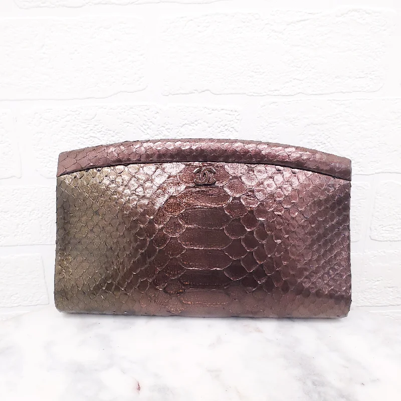 CHANEL PYTHON CLUTCH WITH CC LOGO