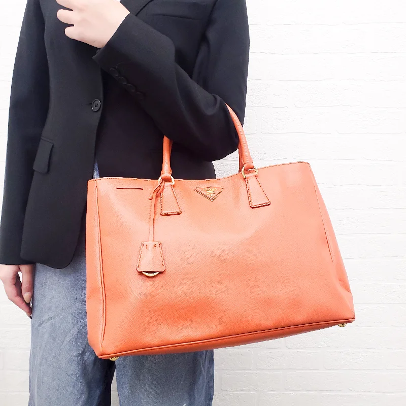 PRADA ORANGE GALLERIA SAFFIANO LEATHER HANDBAG