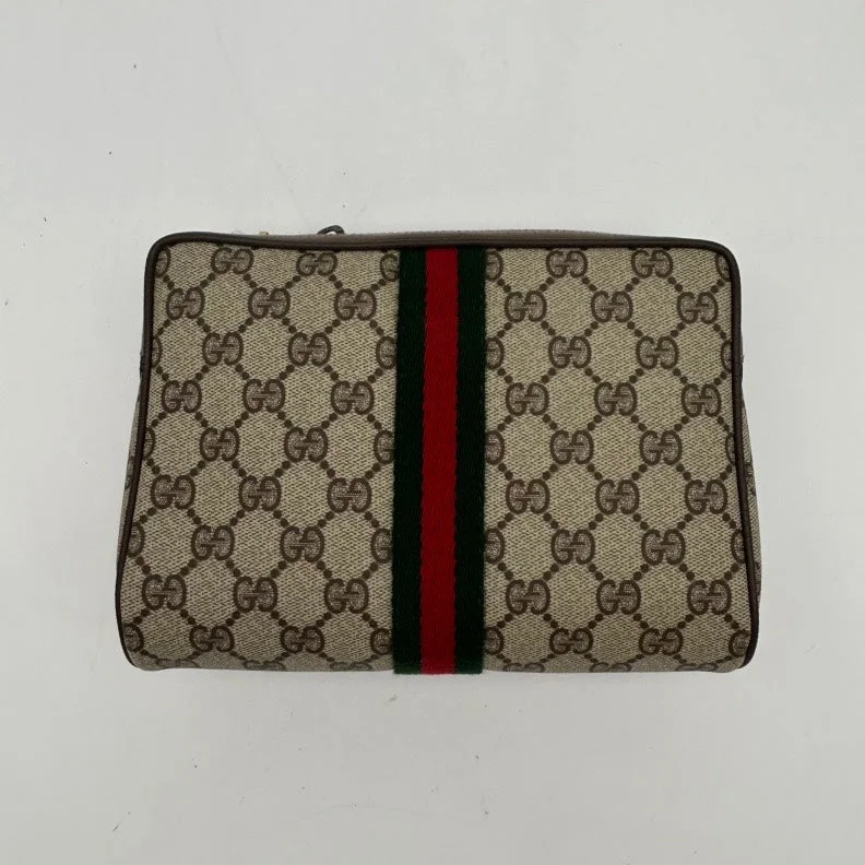 Gucci Beige Multicolor Canvas Leather Medium Clutch & Wristlet