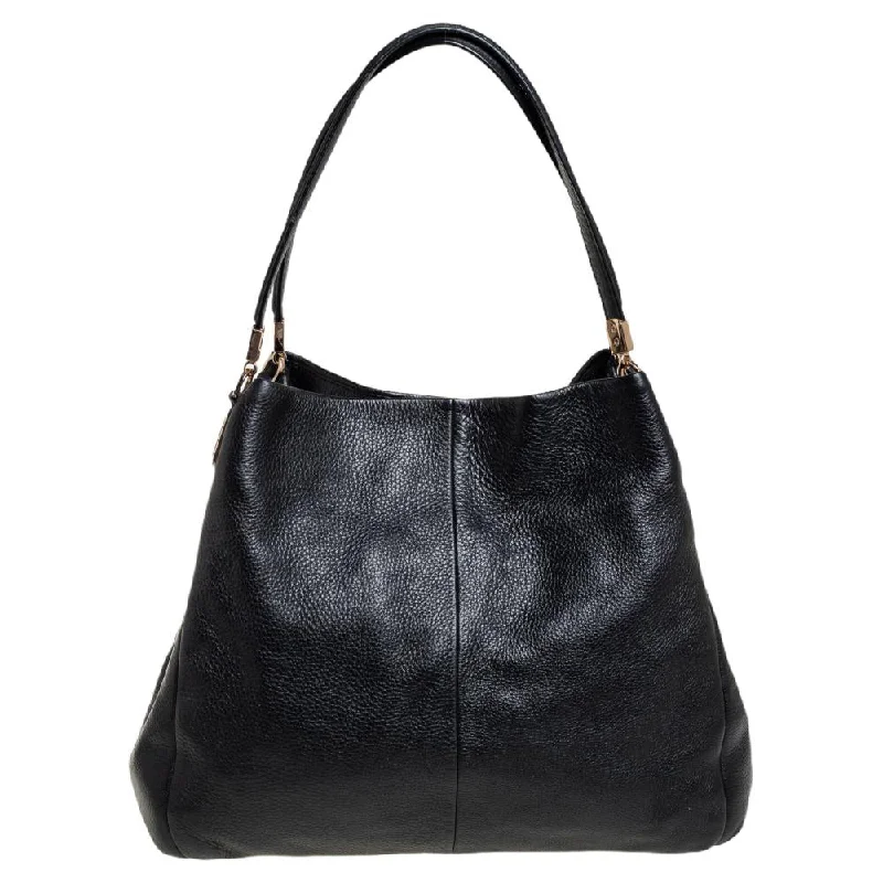 Black Leather Edie Shoulder Bag