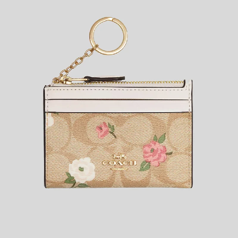 COACH Mini Skinny Id Case In Signature Canvas With Floral Print CR972