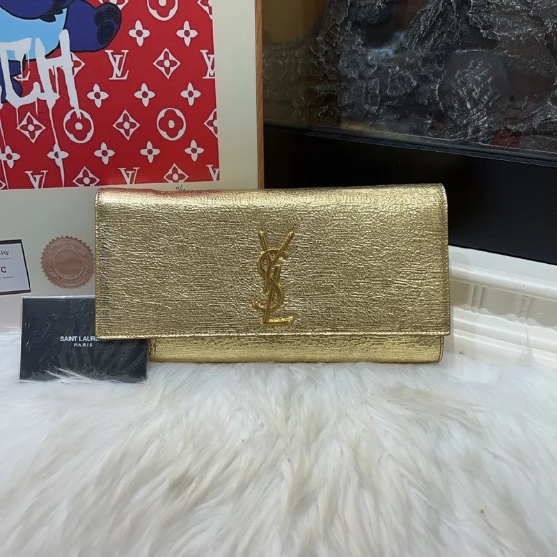 Saint Laurent YSL Gold Leather Clutch Bag