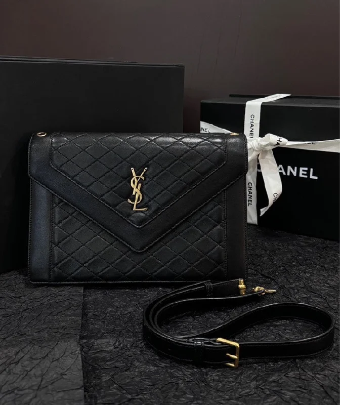 YSL Gaby Black Sheepskin Shoulder Bag Gold Hardware