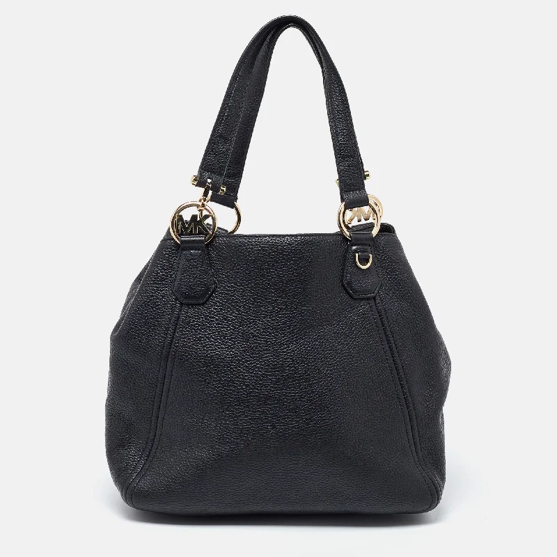 Black Leather Fulton Tote