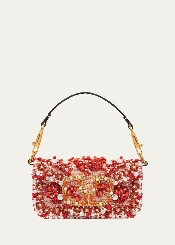 Loco Small Coral Jewel Chain Shoulder Bag