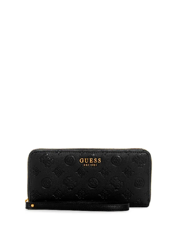 Black Logo Laurel Large Wallet