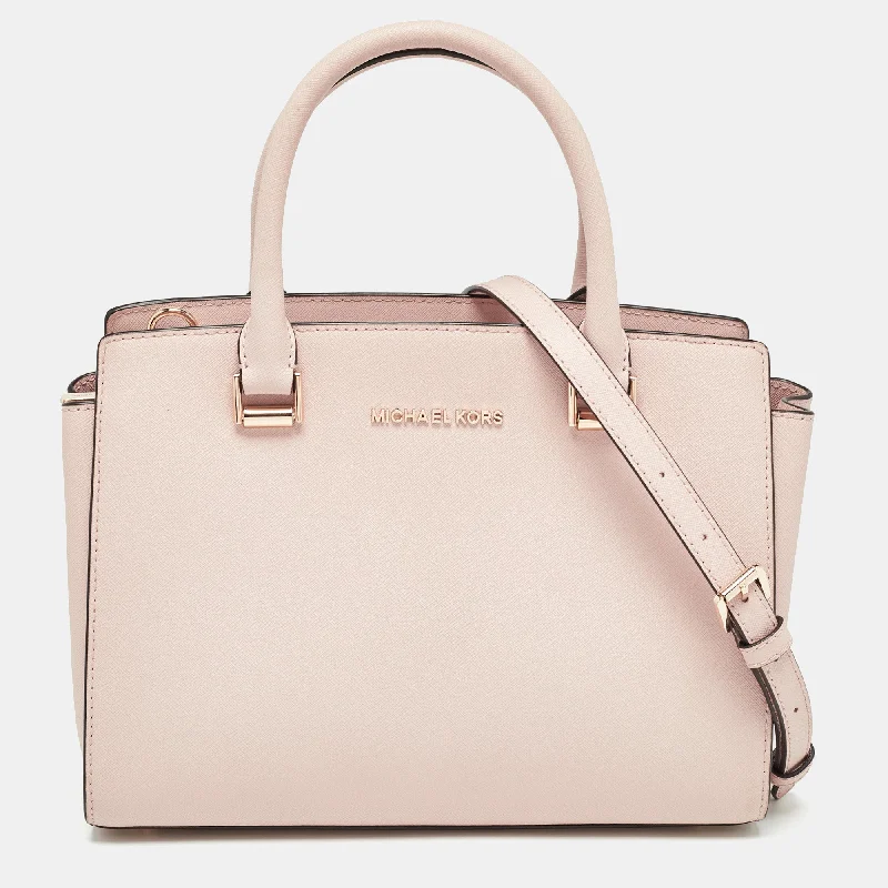 Light Pink Saffiano Leather Medium Selma Tote