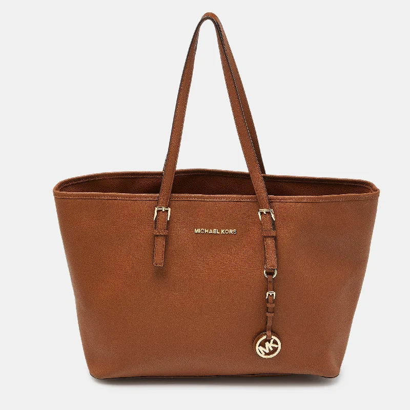 Brown Leather Jet Set  Shopper Tote