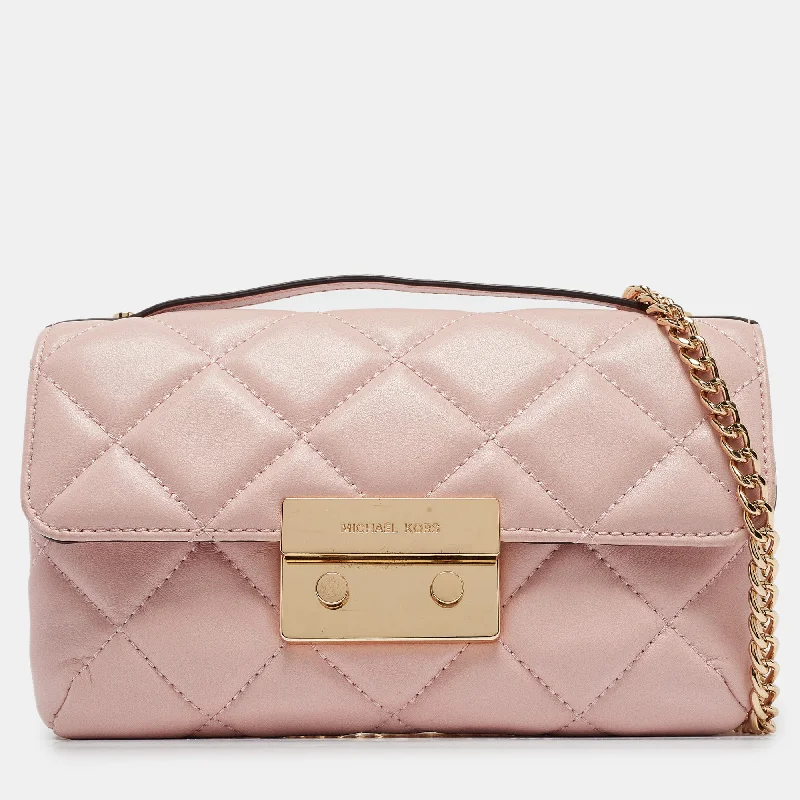 Pink Quilted Leather Small Sloan Crossbody Bag