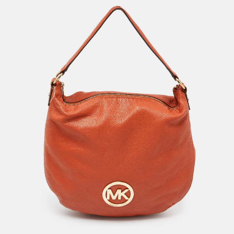 Orange Leather Hobo