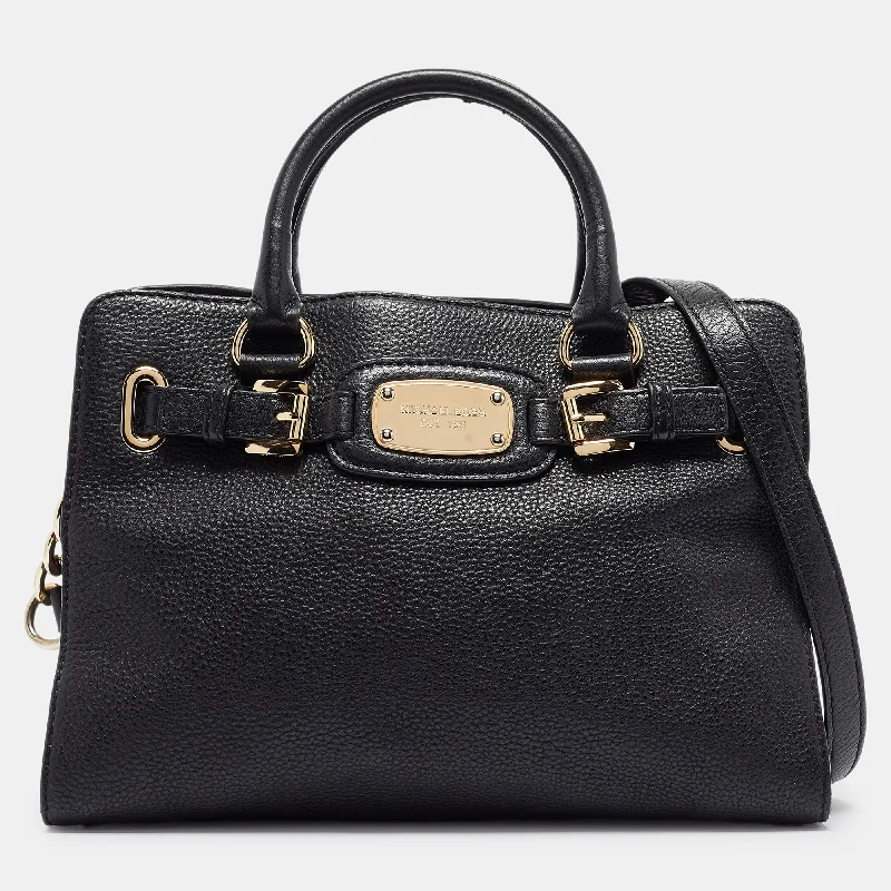 Black Leather East/West Hamilton Tote