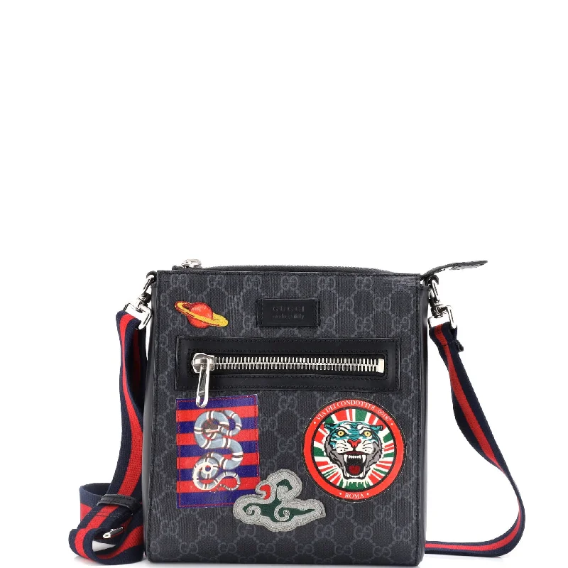 Night Courrier Zip Messenger GG Coated Canvas with Applique Small