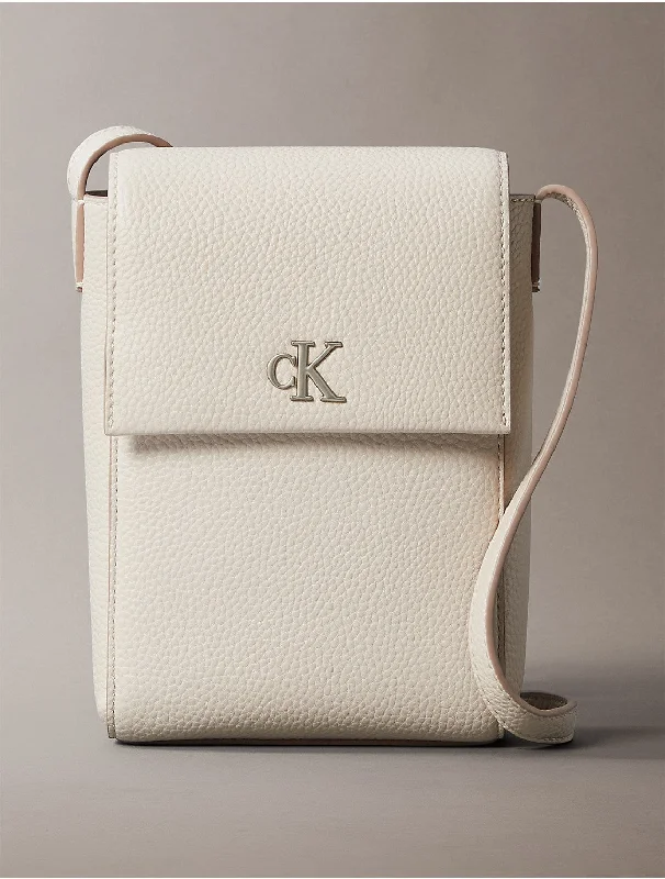 Women's Minimal Monogram Phone Crossbody Bag - White