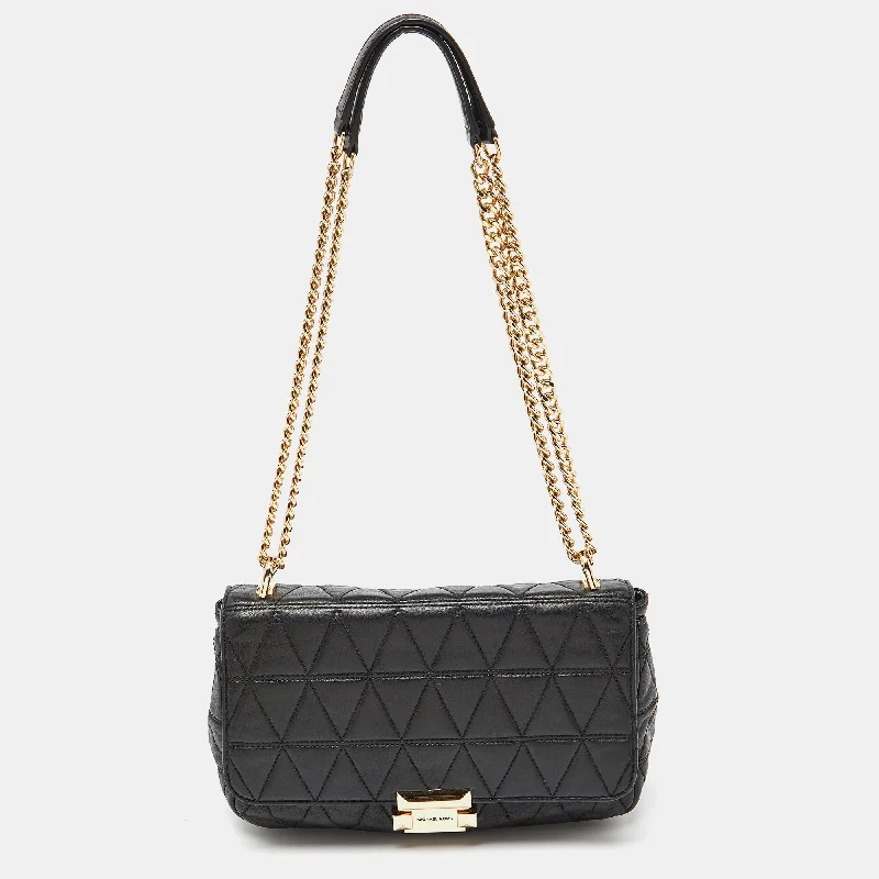 Black Quilted Leather Large Sloan Shoulder Bag