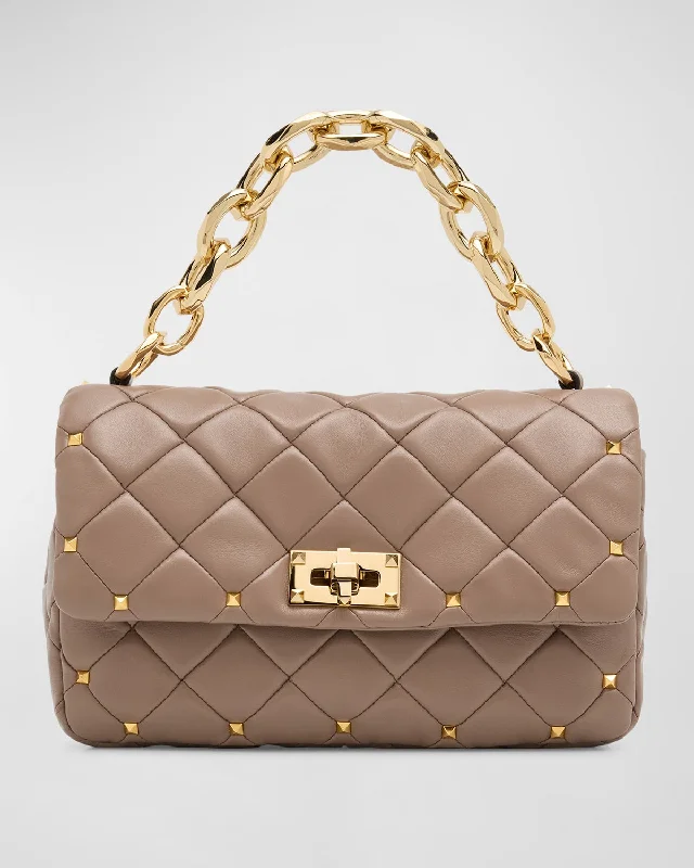 Small Spike Rockstud Quilted Leather Shoulder Bag