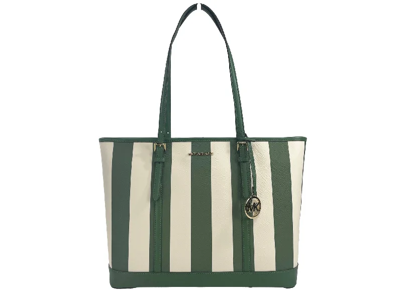 Michael Kors Jet Set Travel Large TZ Shoulder PVC Tote Bag Purse Fern Green